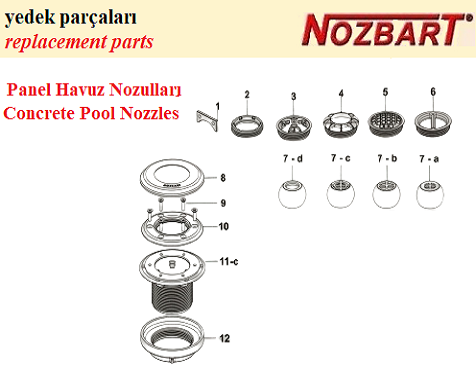 Panel Havuz Nozulları Liner Nozul Kapağı No:8