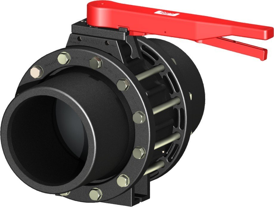 200 MM PP Kaplı Çelik Flanşlı HDPE Bağlantılı Kelebek Vanalar (G.K.P)