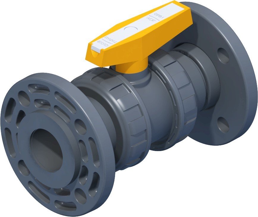 Yeni Model Ede Tipi Flanşlı Küresel Asit Vanaları (U-PVC)